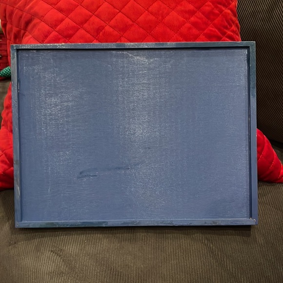 1999 vintage Folk Art wooden tray w/ handles signed by artist from Frenchtown NJ - Picture 4 of 6